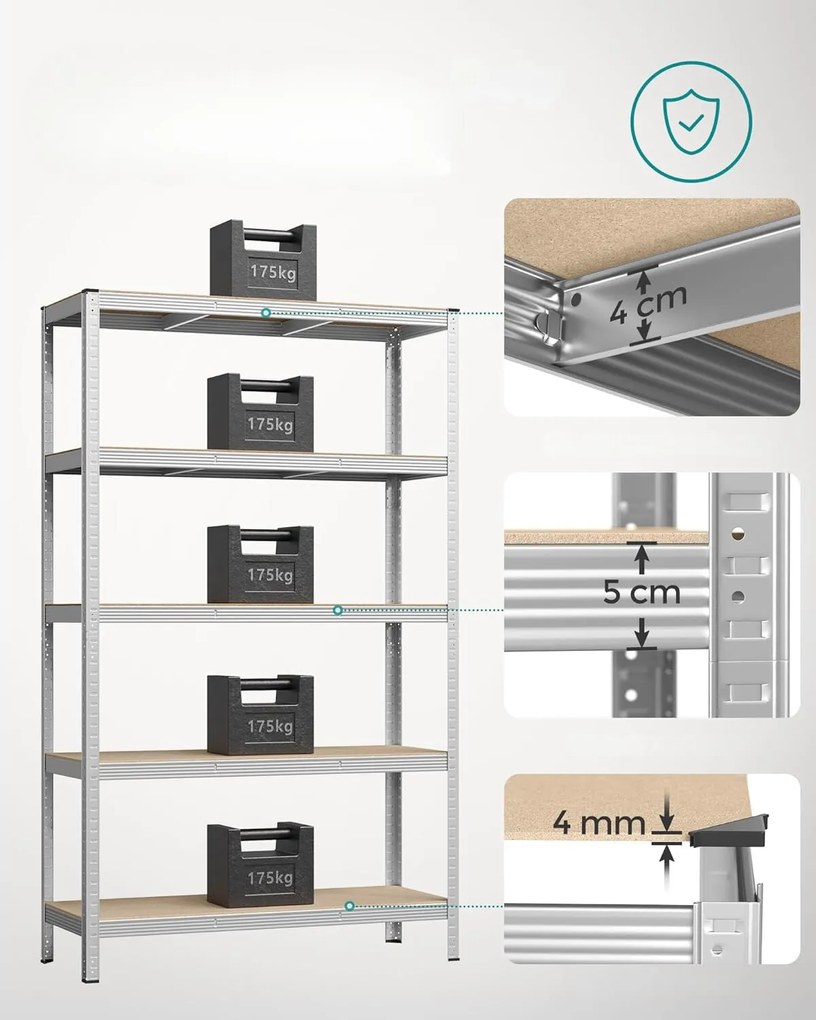 Regál REMMU 120x200 cm strieborný