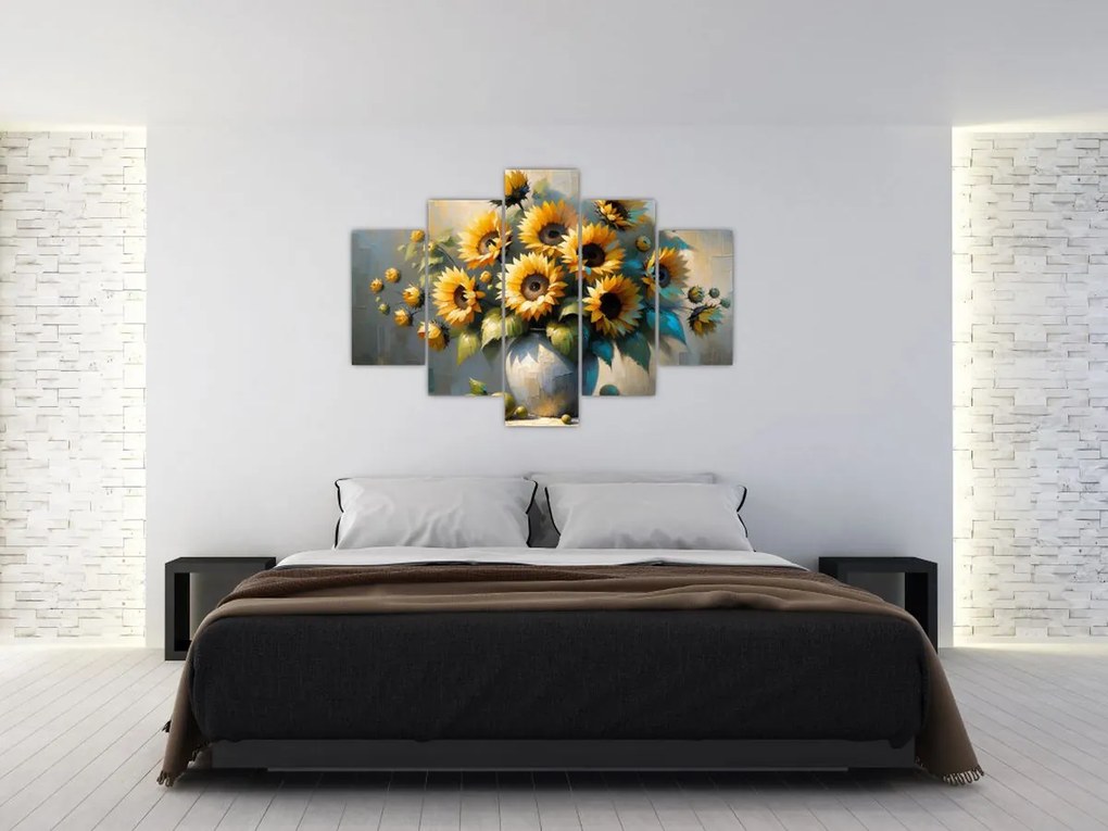 Obraz – Váza so slnečnicami (150x105 cm)