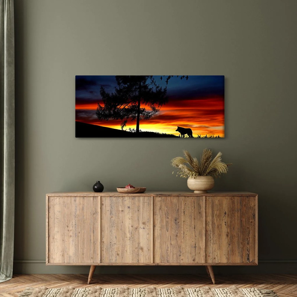 Obraz - Silueta vlka (120x50 cm)