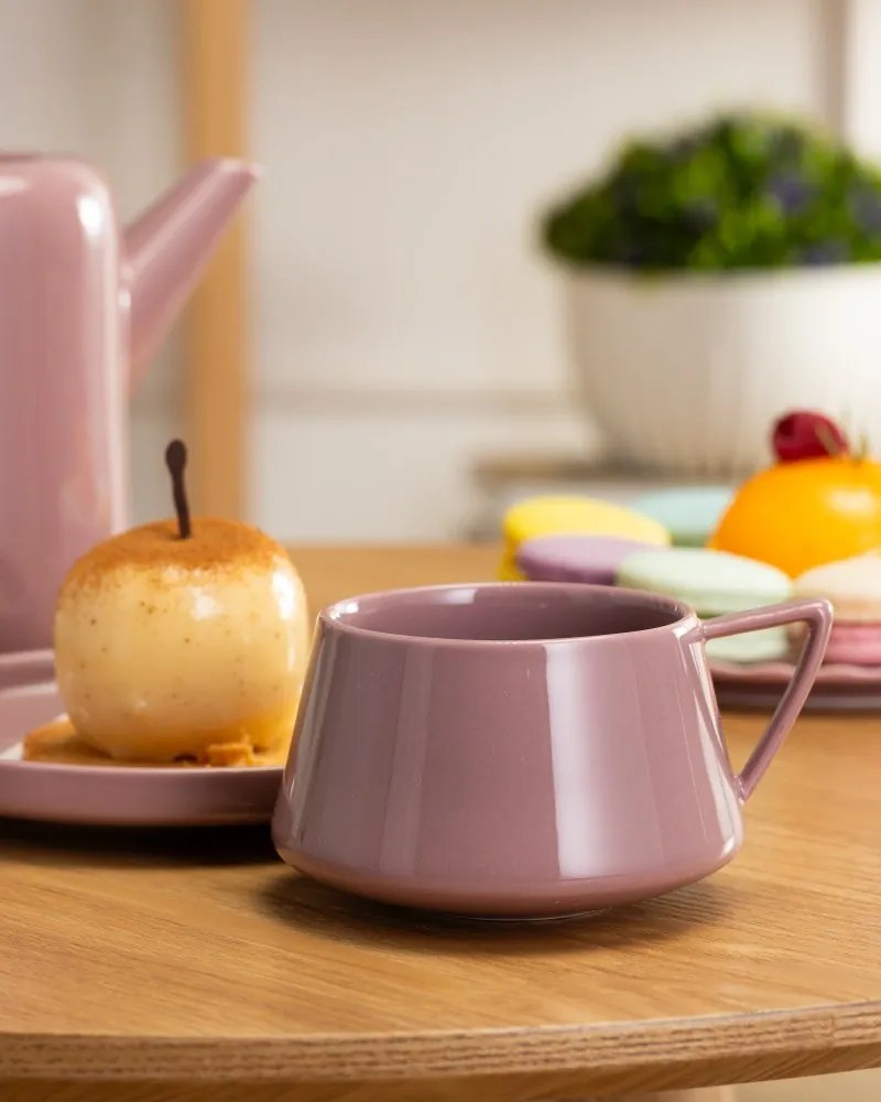 Porcelánová šálka s podšálkou Luna Pink 200 ml