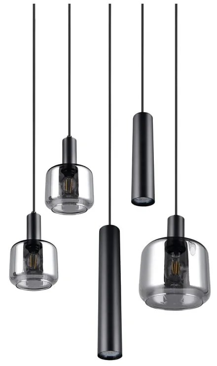 Čierne závesné svietidlo s kovovo-skleneným tienidlom ø 40 cm Mataro – Trio