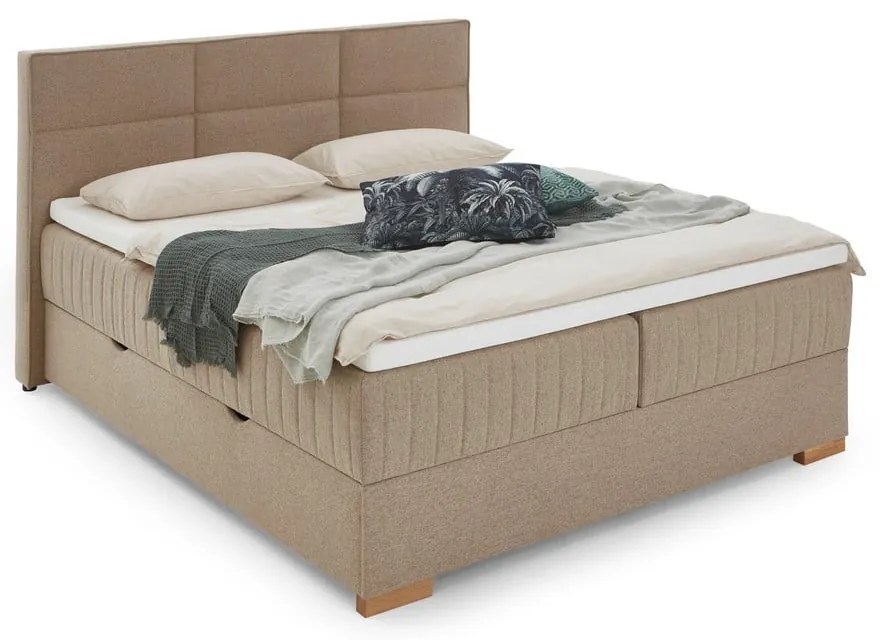 Béžová boxspring posteľ s úložným priestorom 180x200 cm Tambo – Meise Möbel