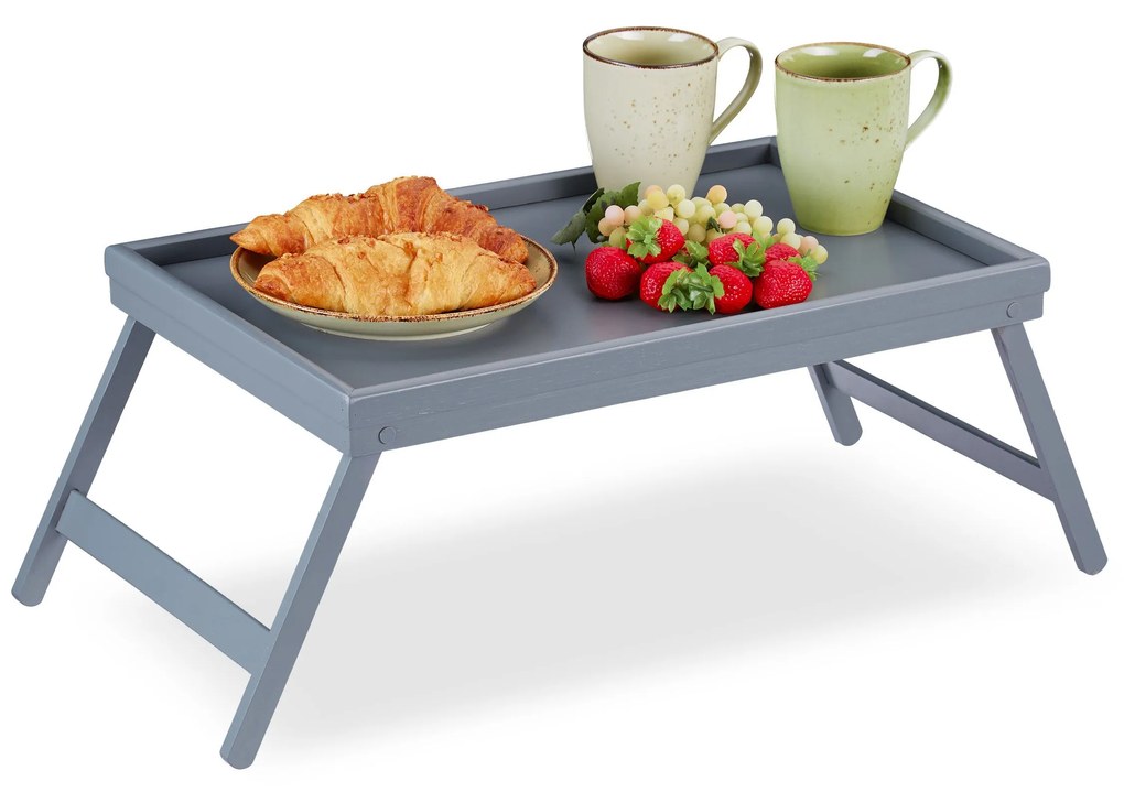 Bambusový raňajkový stolík do postele RelaxDays RD6130 – sivý