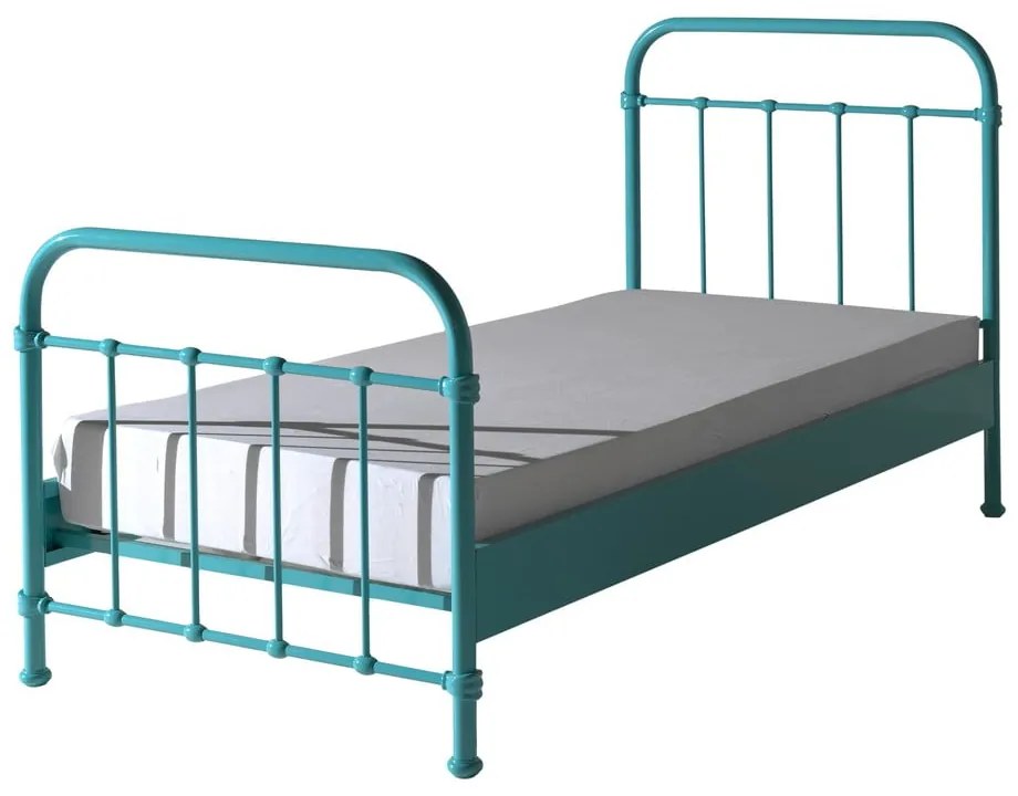 Mätovozelená kovová detská posteľ Vipack New York, 90 × 200 cm