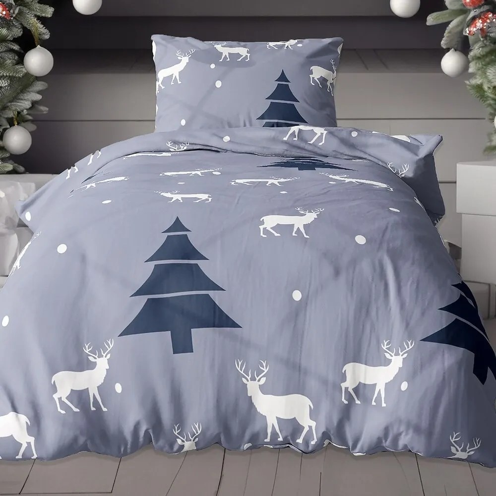 Flanelové obliečky Homa CHRISTMAS GREY ROMANCE 140x200 cm