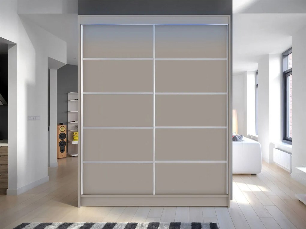 Posuvná skriňa Belgia IV, Farby: čierny / dub artisan, Osvetlenie: osvetlenie LED RGB - farebné