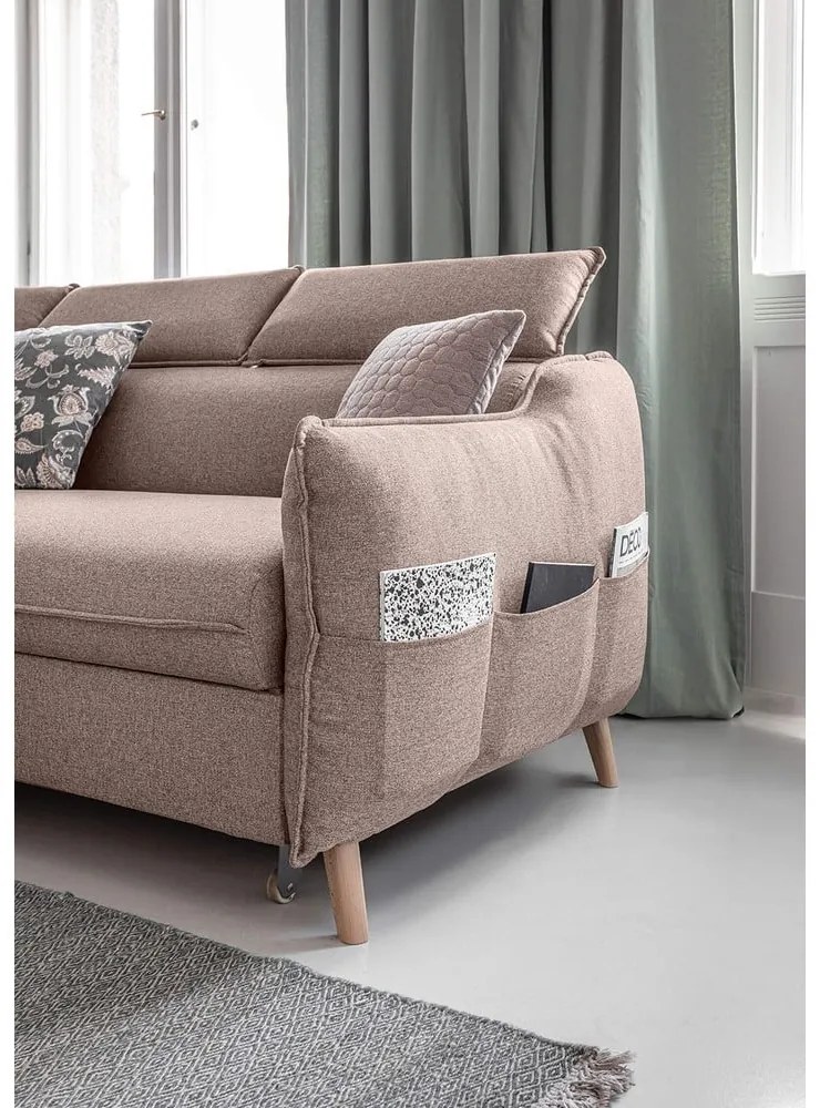 Béžová rozkladacia rohová pohovka (ľavý roh) Sweet Harmony – Miuform