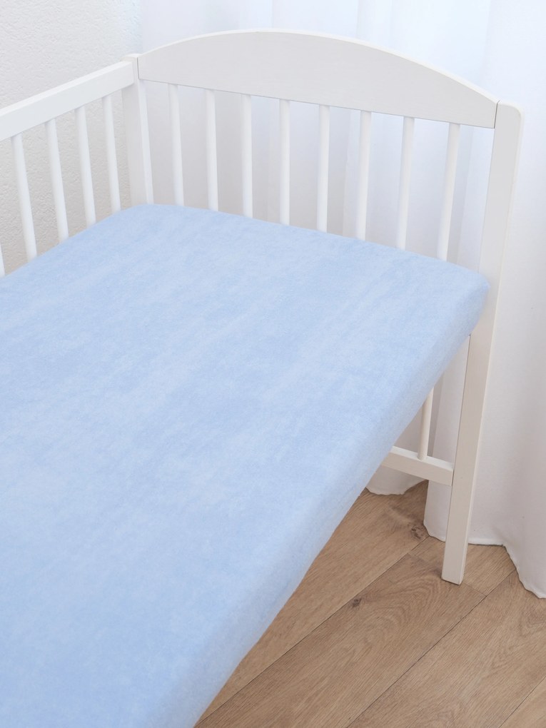 Froté plachta do postieľky 60 × 120 cm - svetlo modrá