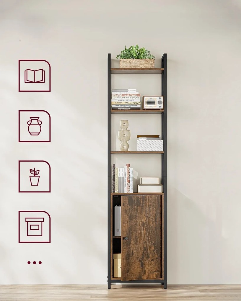 Knižnica Vasagle Koudy 160 cm hnedá/čierna