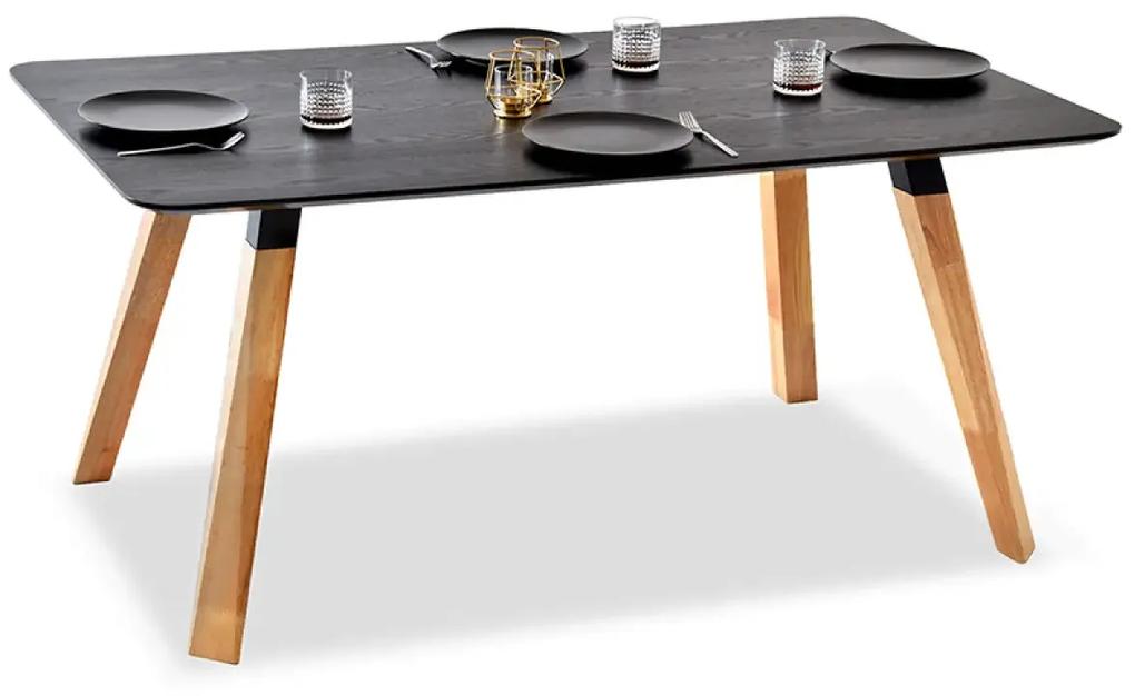 Jedálenský stôl BRIAN čierne drevo + dubové nohy