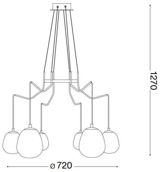 Ideal Lux - LED Luster na lanku KAROUSEL 6xG9/3W/230V pr. 72 cm mosadz