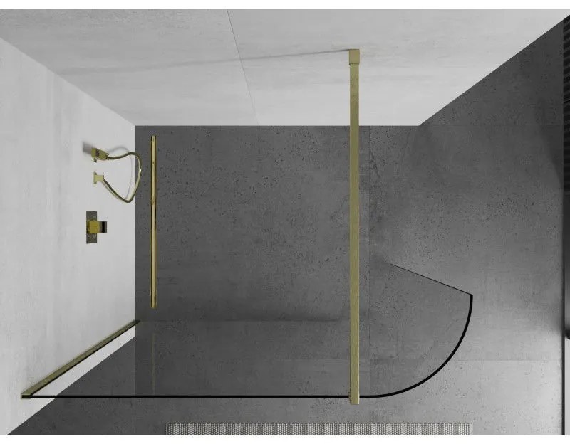 Mexen Kioto, sprchová zástena Walk-In 110 x 200 cm, 8mm číre sklo, zlatý matný profil, 800-110-101-55-06
