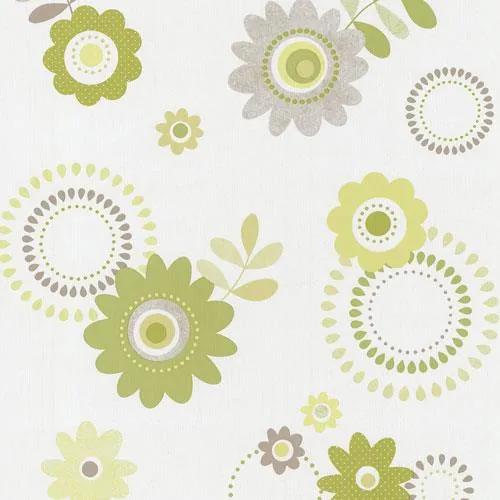 Papierové tapety, kvety zelené, X-treme Colors 556050, P+S International, rozmer 10,05 m x 0,53 m