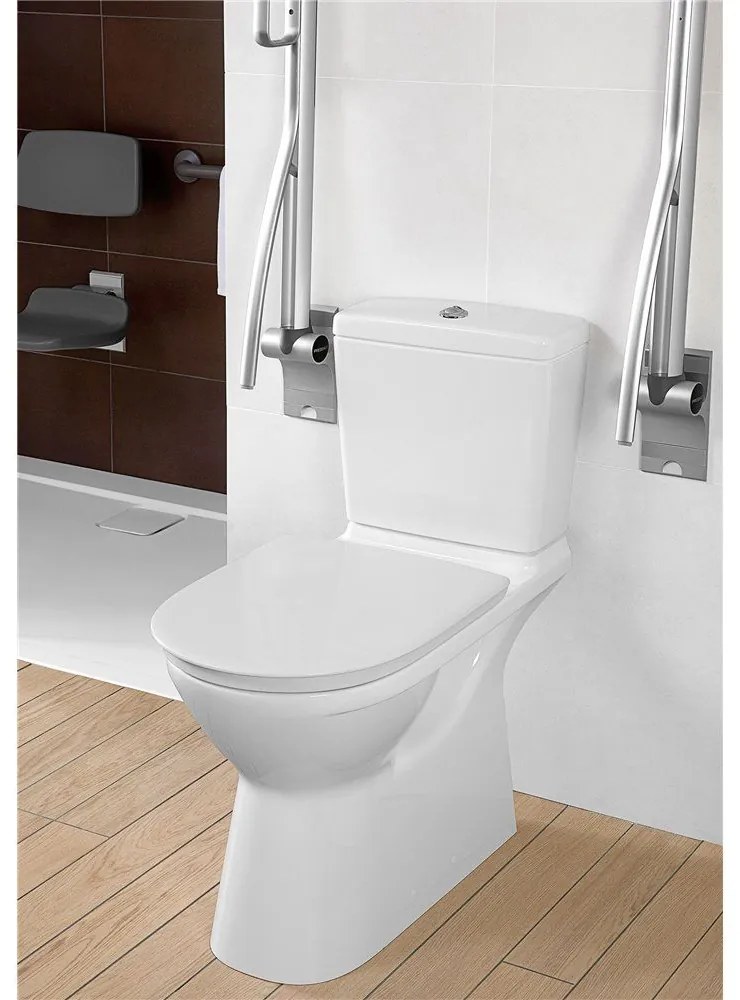 VILLEROY &amp; BOCH ViCare WC misa kombi (zvýšená) s hlbokým splachovaním bez vnútorného okraja, zadný odpad, 360 x 710 mm, biela alpská, 4620R001