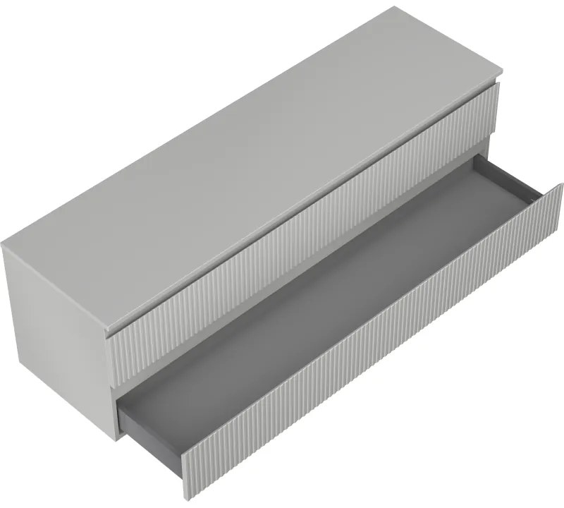 Mexen Rivel, kúpeľňová skrinka 160 cm s pracovnou doskou, 2 zásuvky, drážkovaná, matná sivá, 91A20-16047-2-BFFC62