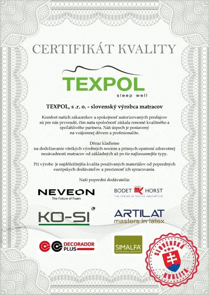 Texpol SAMANTA v AKCII 1+1 - obojstranný matrac - stredne tvrdá a tuhšia strana - 2 kusy 85 x 200 cm, snímateľný poťah
