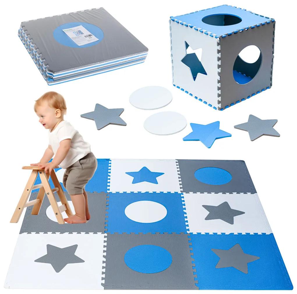 IKO Detská podložka penové puzzle, modrá – 9 dielikov