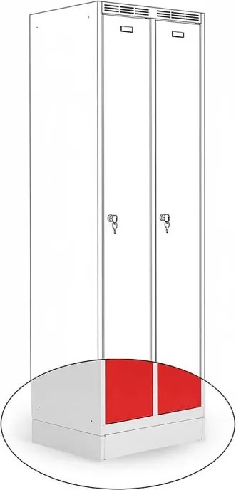 Kovová šatníková skriňa Trestles SS2M 1800x600x500 mm, 2 oddiely, červené dvere Podnož: bez podnože, Zámok: cylindrický