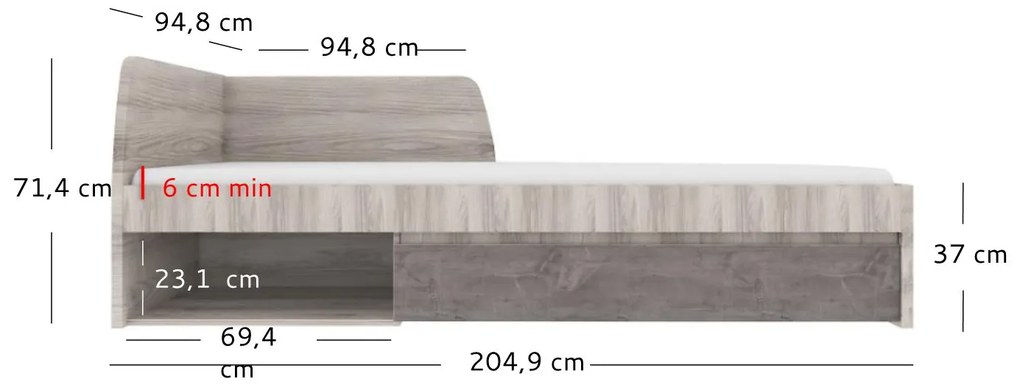 Jednolôžková posteľ 90 cm Jolene (gaštan nairobi + onyxová) (s roštom). Vlastná spoľahlivá doprava až k Vám domov. 1052966