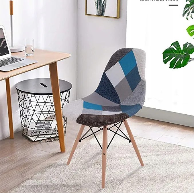 ShopJK STOLIČKA PATCHWORK MODRÁ, ŠKANDINÁVSKY ŠTÝL