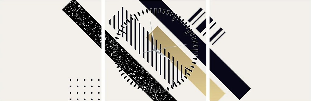 Obraz - Geometrické tvary N⁰5 (s hodinami) (90x30 cm)