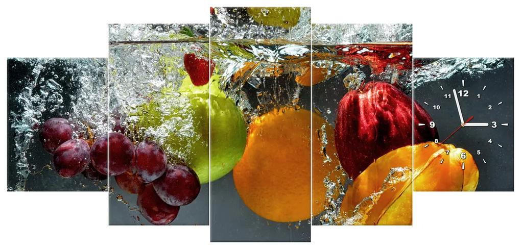Gario Obraz s hodinami Sladké ovocie - 5 dielny Rozmery: 150 x 105 cm