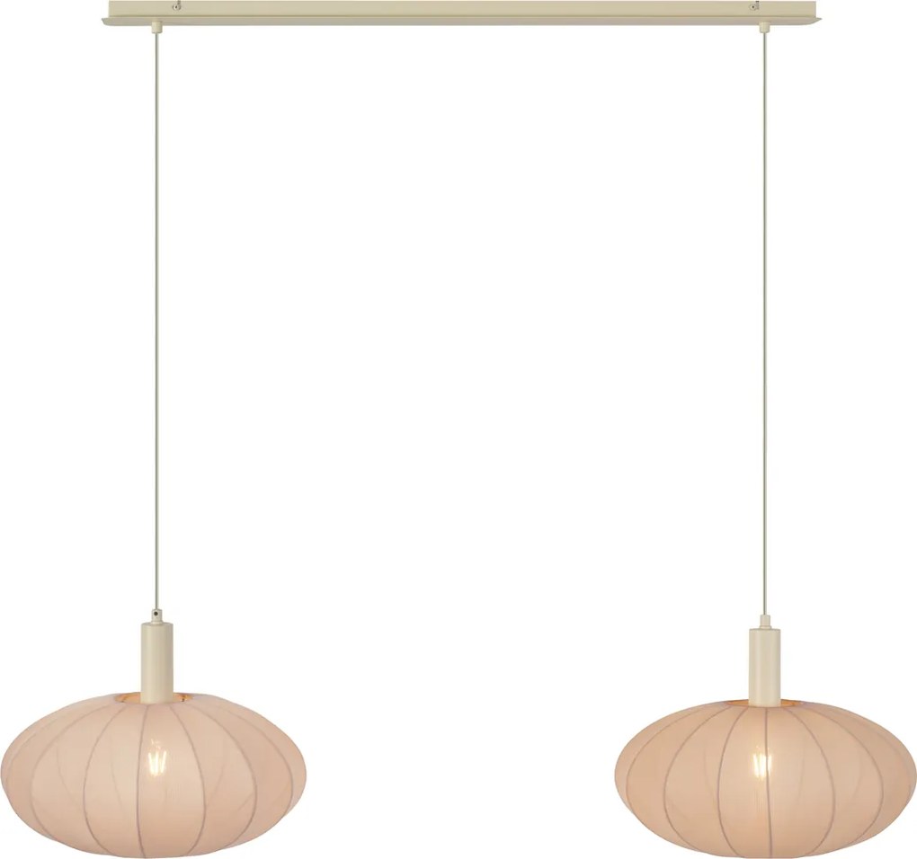 Japandi závesná lampa béžová s látkovým tienidlom 2-svetlá - Bida