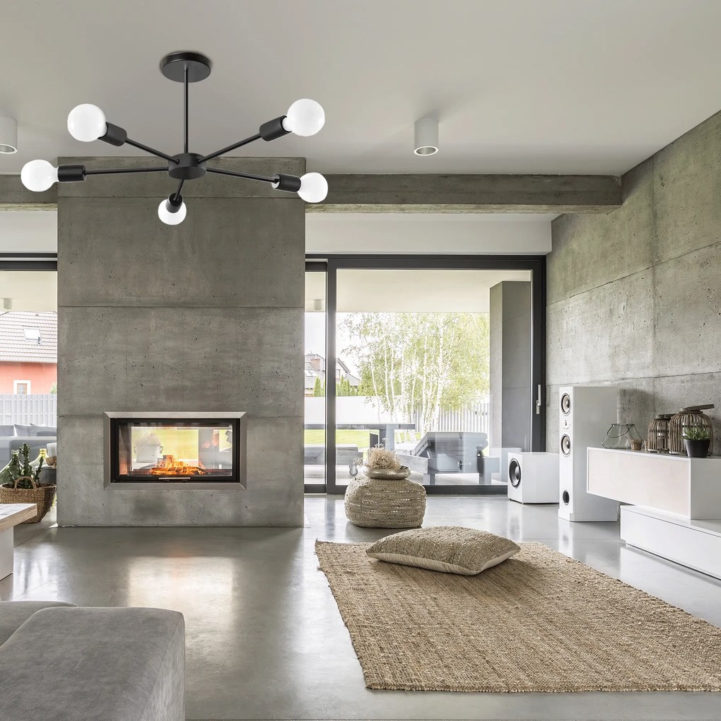 Toolight Toolight, stropné svietidlo 5xE27 APP1024-5CP, čierna, OSW-06114