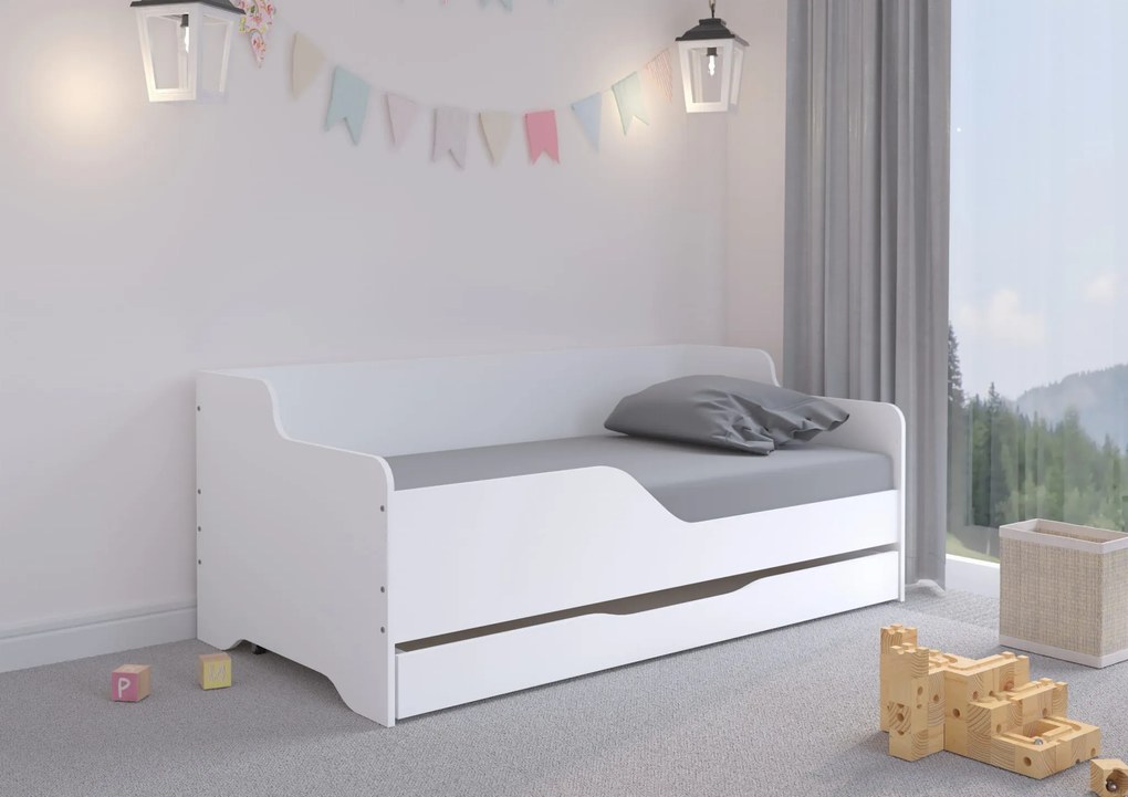Wooden Toys Detská posteľ LILU 160x80, ľavá strana, biela