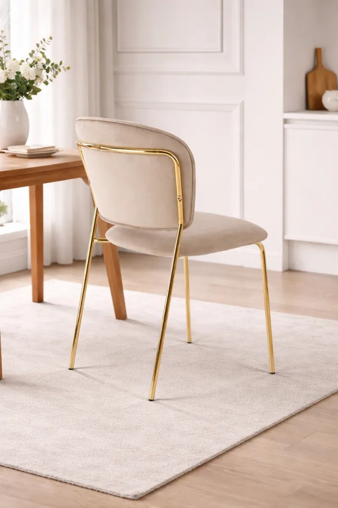 JEDÁLENSKÁ STOLIČKA SENNA BÉŽOVÁ + ZLATÉ NOHY