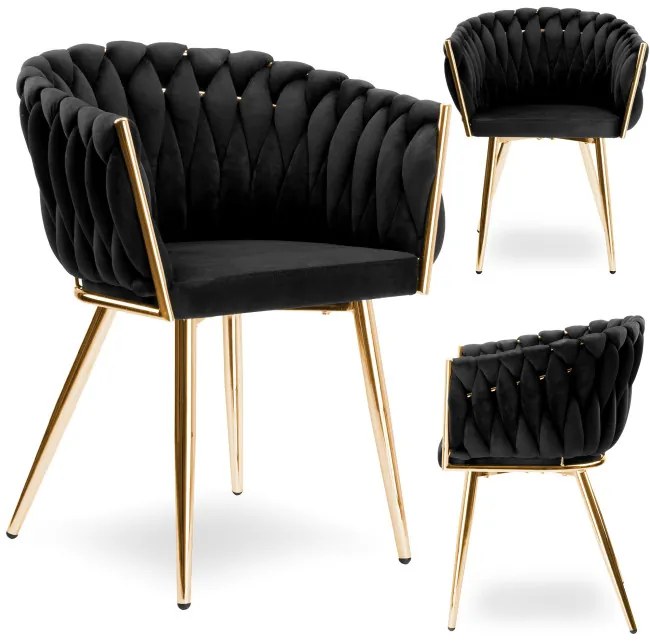 Jedálenská stolička COFTON zamatová, zlatá / čierna