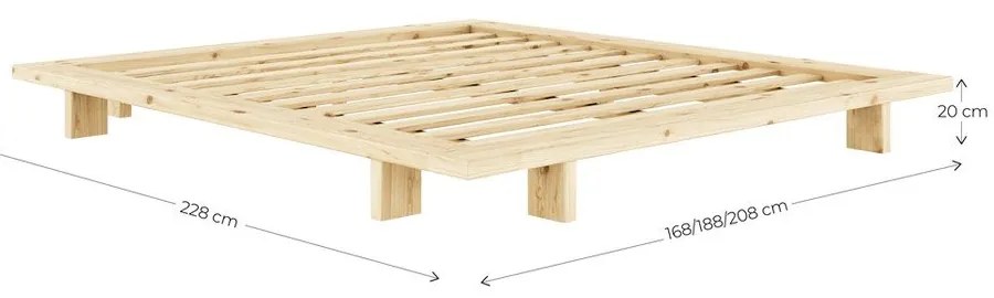 Šalviová zelená dvojlôžková posteľ z borovicového dreva bez čela s roštom 140x200 cm Japan – Karup Design