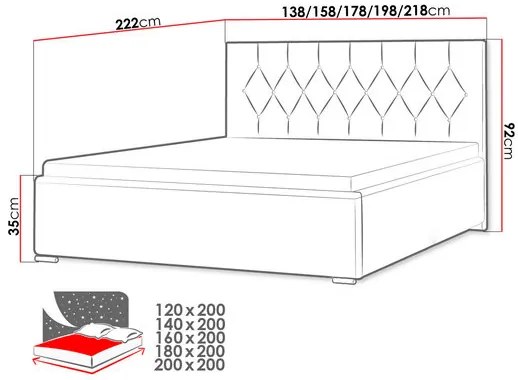 Manželská posteľ 200cm Calzone  (tmavozelená). Vlastná spoľahlivá doprava až k Vám domov. 1122015