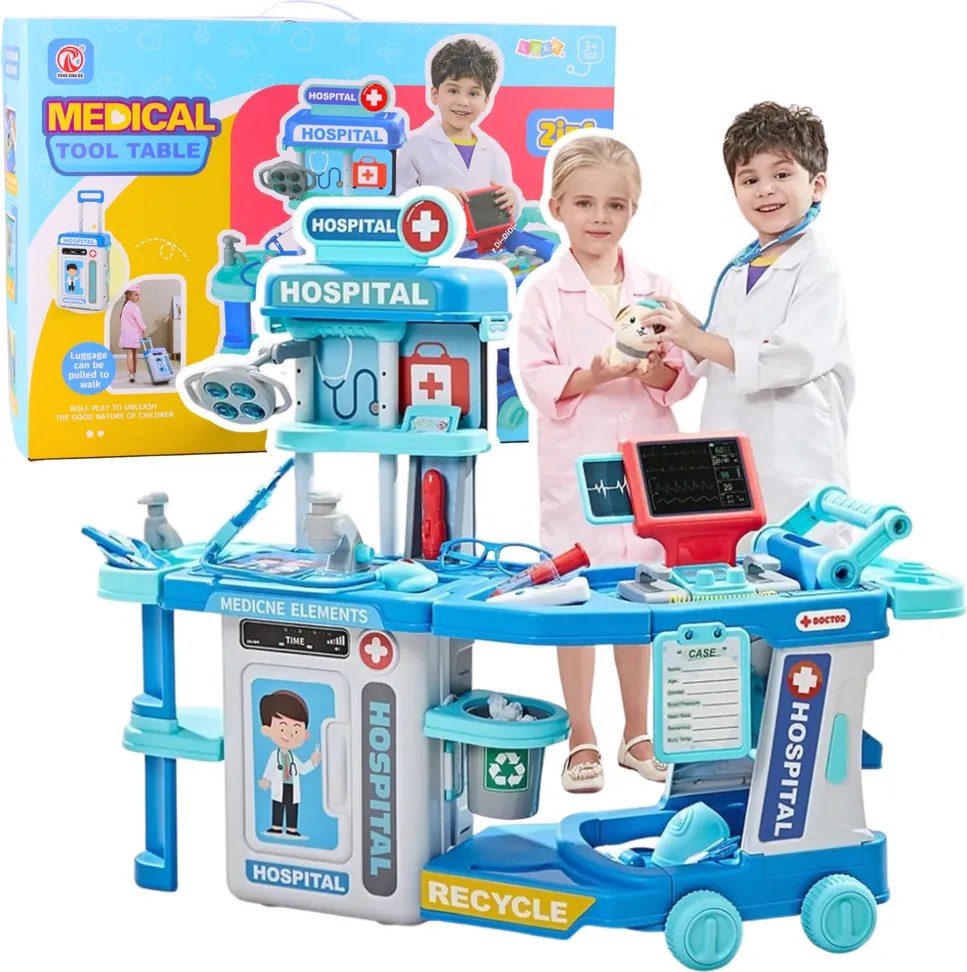 LEAN Toys Doktorská nemocničná súprava v kufríku 2v1 Svetlá Zvuky Zvuky Príslušenstvo