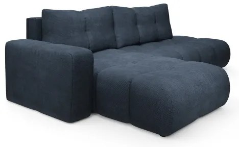 Rozkladacia rohová čalúnená sedacia súprava s úložným priestorom v tvare L ALMADA, ľavé prevedenie, modrá