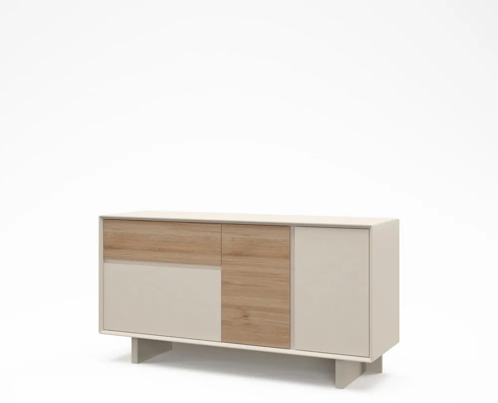 Komoda v béžovej a prírodnej farbe v dekore duba 146x76x45 cm Carpi – Marckeric