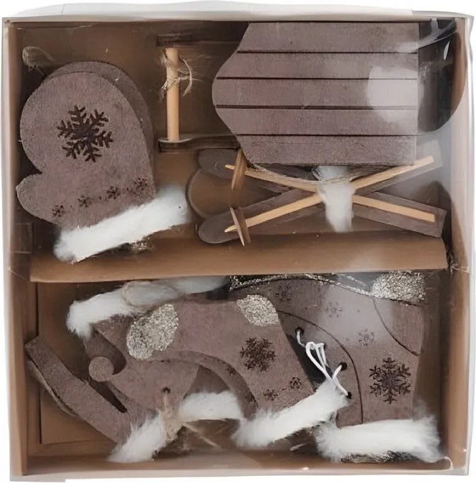 Set vianočných ozdôb v textilnom dizajne – hnedý 10 ks 16 × 16 cm