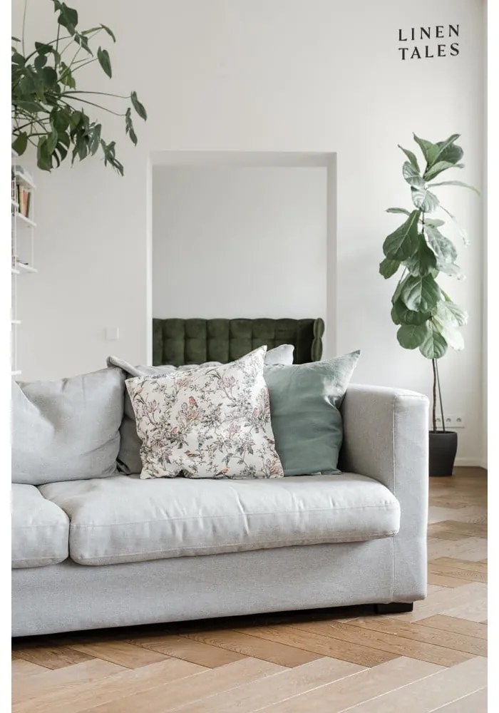 Zelená ľanová obliečka na vankúš Linen Tales, 45 x 45 cm