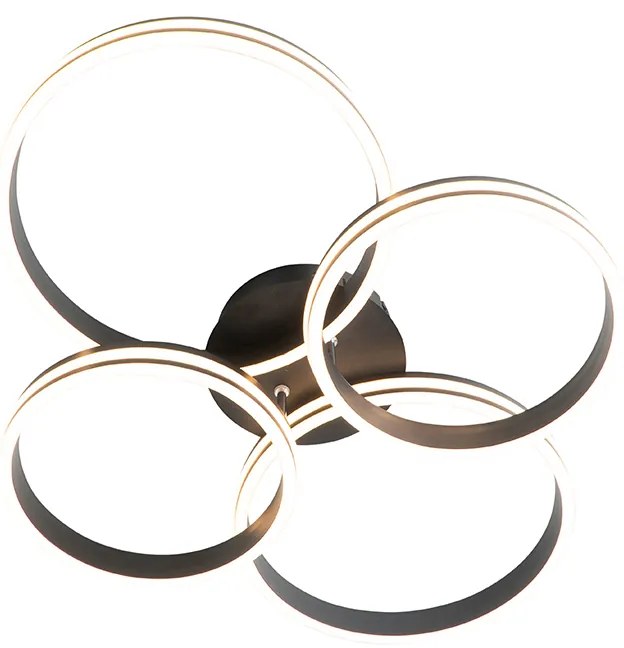 Stropné svietidlo čierne vrátane LED 3-stupňový stmievač 4-svetlo - Navara