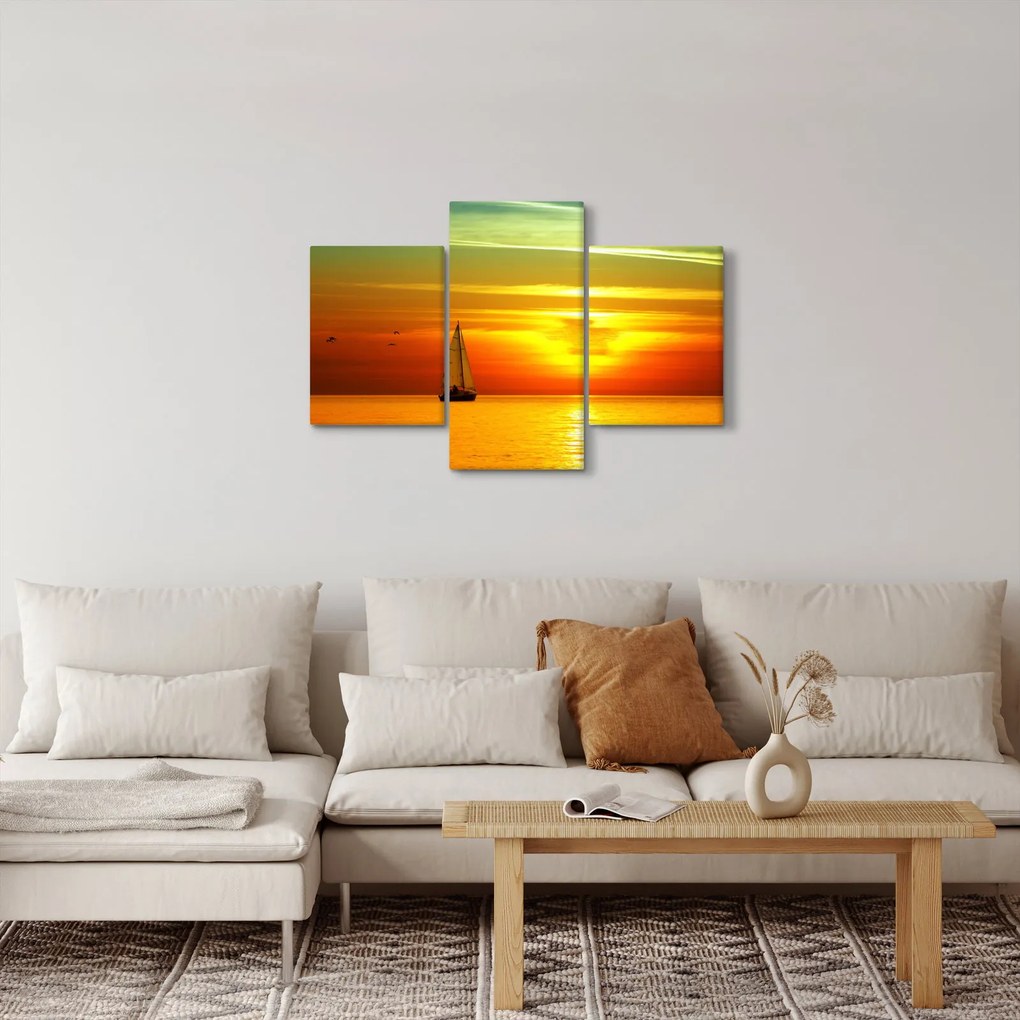 Obraz západu slnka s jachtou (90x60 cm)