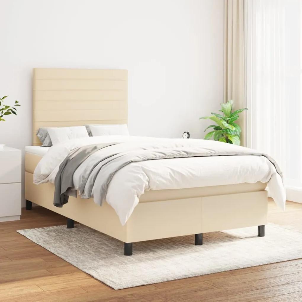 Boxspring posteľ s matracom krémový 120x200 cm látka 3141846