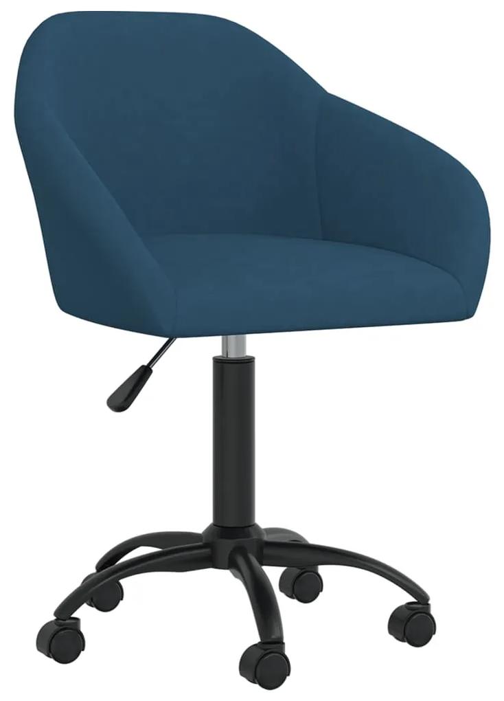 vidaXL Otočná jedálenská stolička modrá zamatová