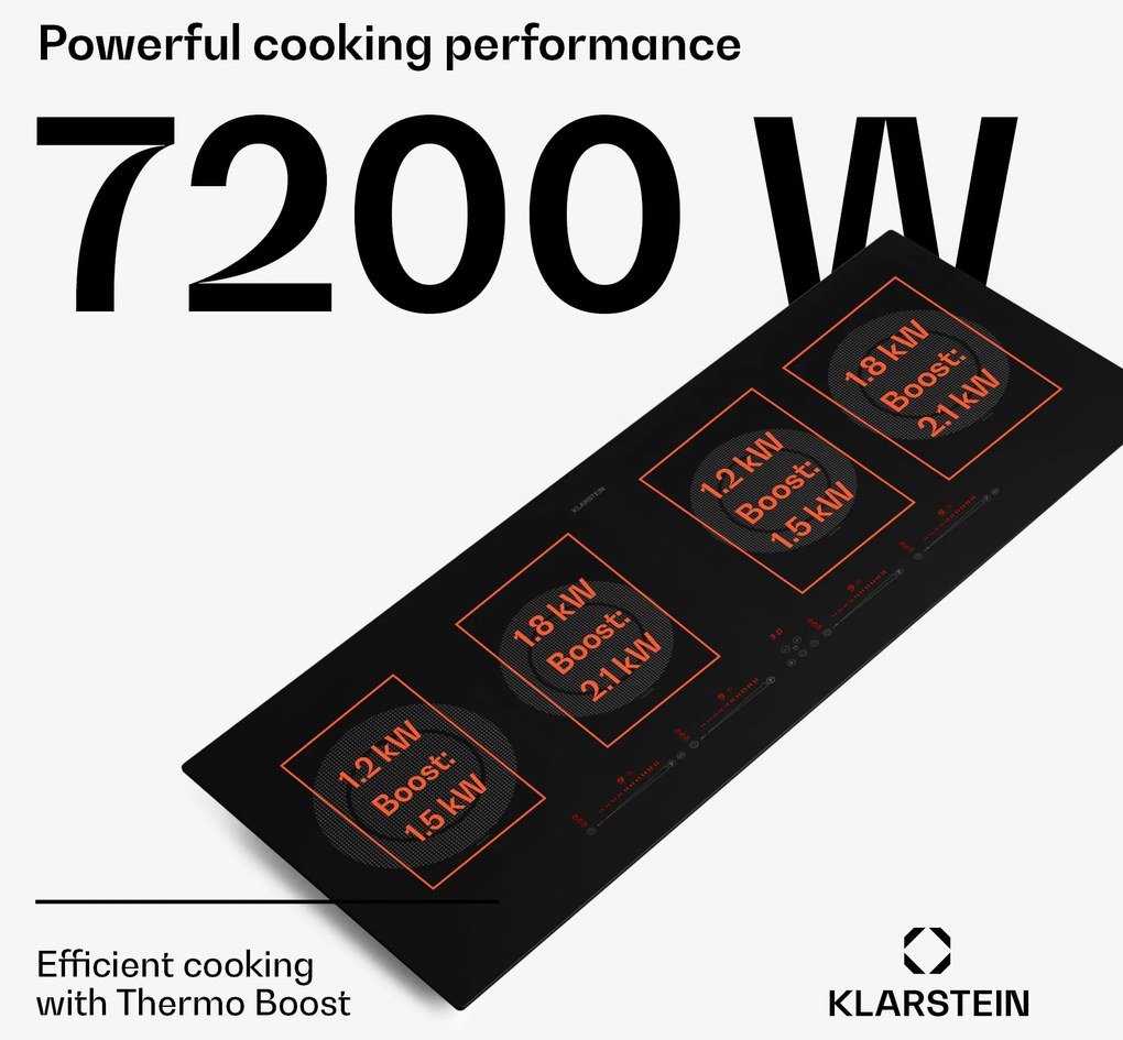 Klarstein Masterzone Slim Round, indukčná varná doska, max. 7200 W, vstavaná, 4 zóny