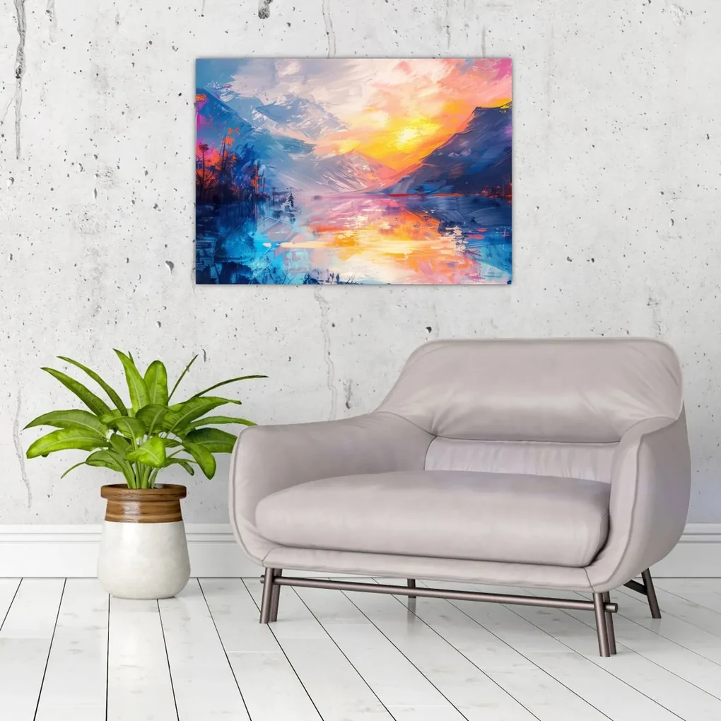 Sklenený obraz - Maľba krajiny (70x50 cm)