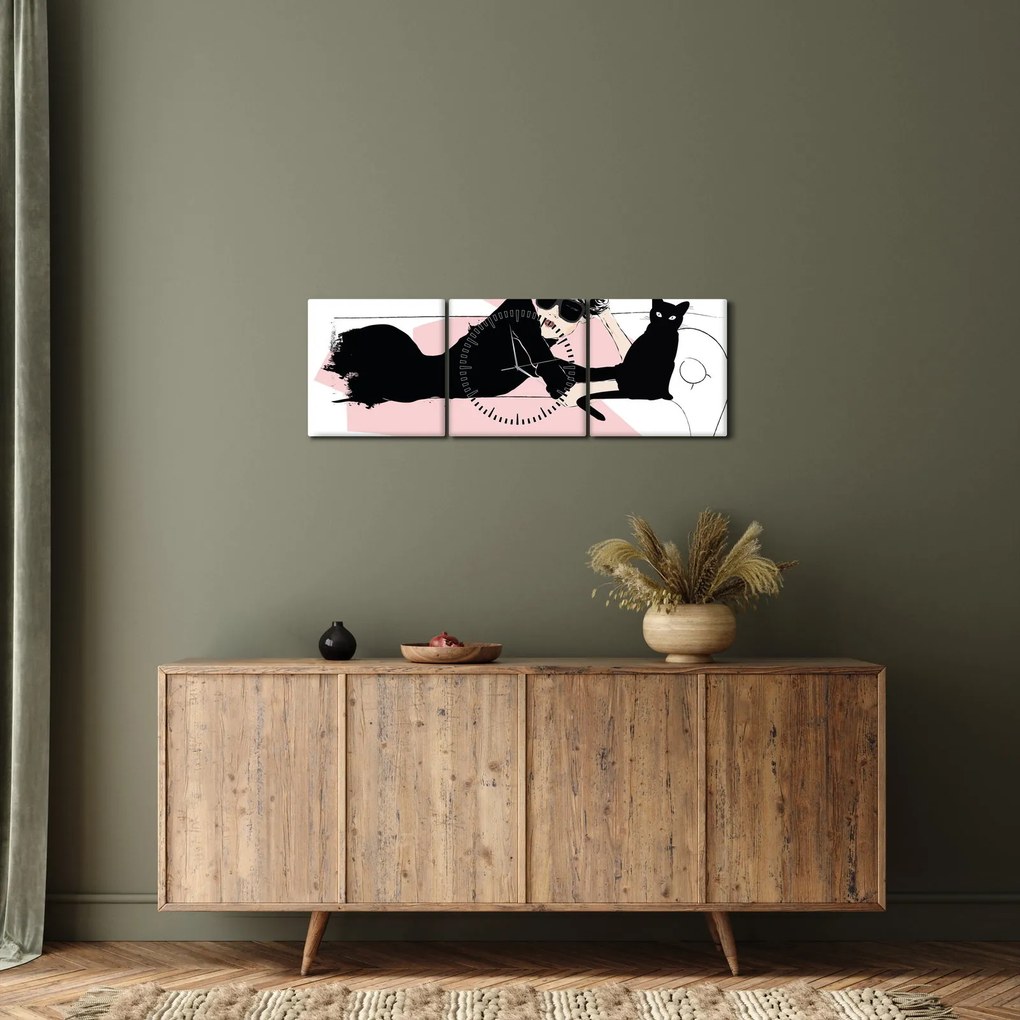 Obraz - Fashion lady (s hodinami) (90x30 cm)