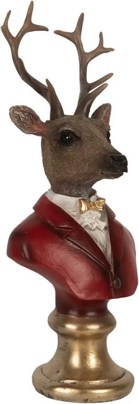Červeno-hnedá vianočná dekorácia busta jeleň Deer - 10*9*19 cm