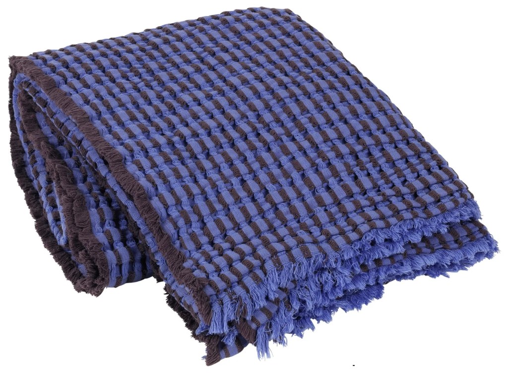 Broste Bavlnený prehoz Linda Baja Blue 130 x 180 cm