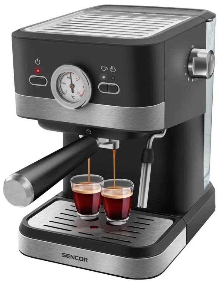 Sencor - Pákový kávovar espresso 1050W/230V čierna/matný chróm FT1221