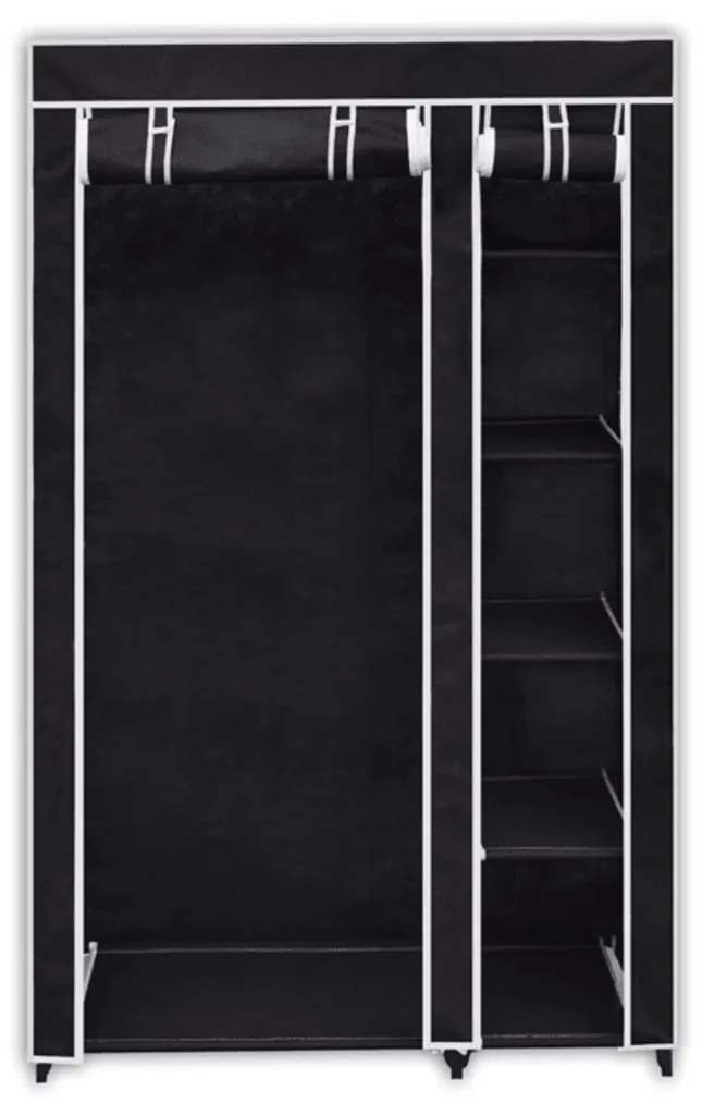 vidaXL Skladací šatník, čierny 110 x 45 x 175 cm