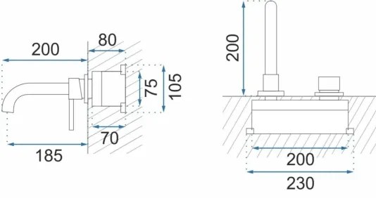 REA-B4109 - Umývadlová batéria pre podomietkovú inštaláciu LUNGO, brúsené zlato